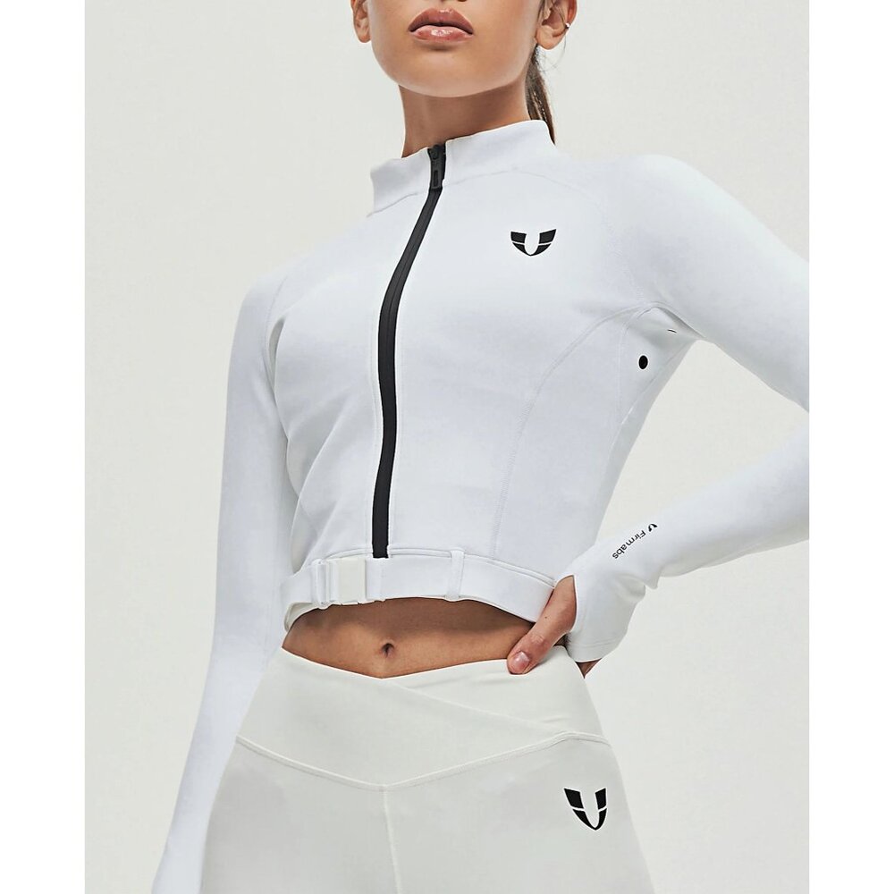 FIRM ABS White Black Belted Crop Jacket Size XXL NEW NWOT